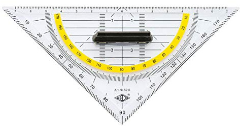 Wedo 526 Geometrie Dreieck 16 cm, Kunststoff, abnehmbarer Griff, Hypotenuse, Facetten, Tuschenoppen, transparent (5er Pack)