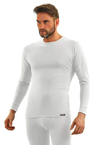 sesto senso Maglia Intima Uomo Lunga Cotone 95% Termica Funzionale Biancheria Maniche Lunghe XL Bianco
