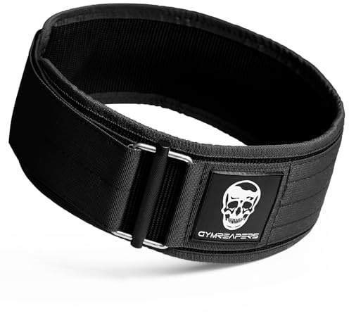 Gymreapers Quick Locking Weightlifting Belt for Bodybuilding, Powerlifting, Cross Training - 4 Inch Neoprene with Metal Buckle - Adjustable Olympic Lifting Back Support (Black, XL)