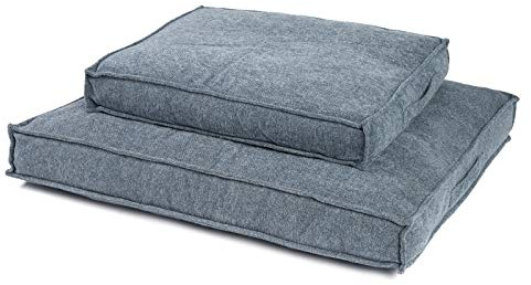 JAMAXX Premium Hundekissen Orthopädische Füllung, Waschbar Bezug aus Edlem Chinelle Stoff, Weiche Kompakte Füllung mit Visco Schaumstoff-Flocken Memory, PDB1003 (M) 90x70, Light-Blue
