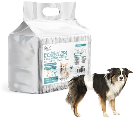 SMELL & SMILE Engångsblöjor för hundar manliga hundblöjor sanitära hundblöjor husdjur mjuka absorberande hygieniska trosor (S-20,5 x 50 cm)