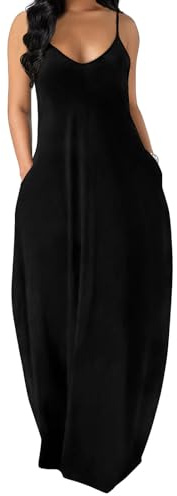 OFEEFAN Maxi Dress Spring Dresses for Women 2025 Women Beach Fashion Summer Outfits Sexy Black Long Dresses for Women M