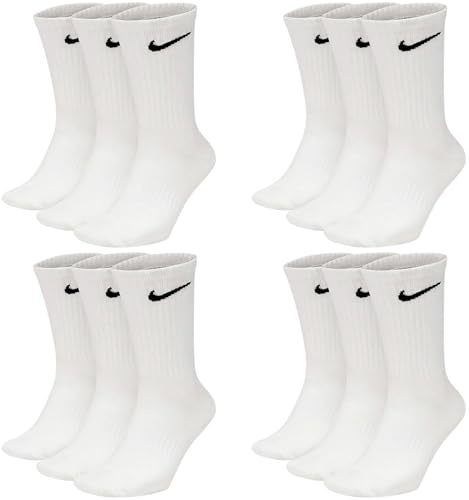 Nike 6 Paar Everyday Lightweight Crew SX7676 Tennis Socke weiß schwarz grau, Farbe:weiß, Größe:38-42