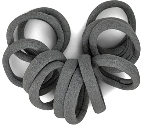 Mytoptrendz 12 pcs Small Seamless Hair Ties Soft Strechy Cotton Jersey Fabric Ponytail Holdres Elastic Hair Bands Girls Ponio Hair Bobbles (Grey)
