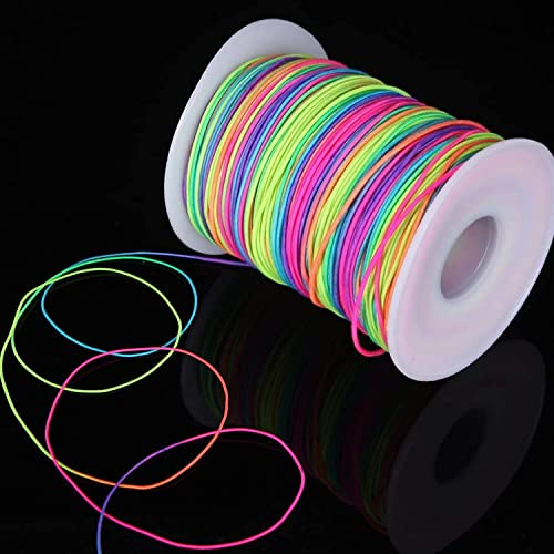 Gummiband für Armbänder, Elastisches Nylonschnur Gummibänder Nylonfaden Bunt Reißfest Schmuckband Regenbogen Faden Elastisch Schmuckfaden Gummifaden Perlenband Basteln (1mm 100m)
