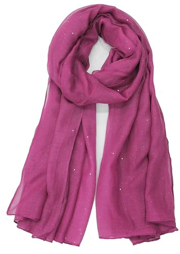 Van Der Rich ® - Echarpe Paillette Foulard Doux - Femme (14-Fuchsia, TU)