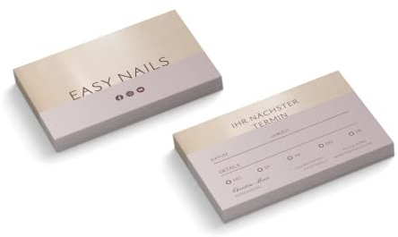 Terminkarten personalisiert | Nageldesign | 2-seitig | Querformat | Menge + Farbe zur Auswahl | Terminzettel | nächster Termin | Nagelstudio | Fußpflege | Wellness | Kosmetik (Lila, 1000 Stück)