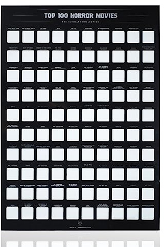 Enno Vatti Horror Movie Scratch Off Poster - Top 100 Scary Movies Poster Featuring Iconic Horror Films - Unique Wall Decor and Thoughtful Gift for Horror Movie Fans - 16.5 x 23.4 Inches - Black