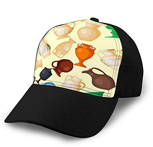 Oudrspo Unisex Cotton Sandwich Peaked Cap Adjustable Baseball Hats Amphora jar Bottle amphoric Ancient Golf Hats
