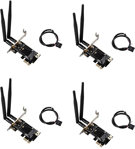 Pavewood 4X PCI-E X1 a M.2 NGFF E-Key WiFi Adaptador de Red Inalámbrica Tarjeta Convertidora con Bluetooth para PC de escritorio