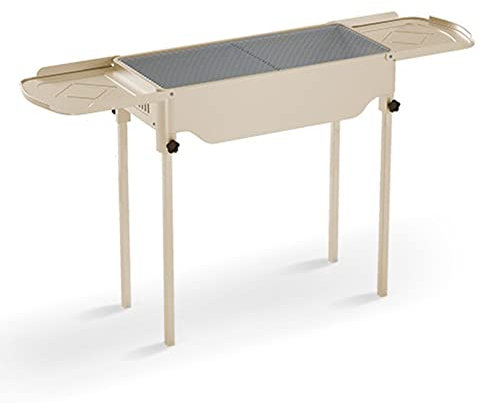 JATIBOSH Edelstahl Holzkohlegrill, Klappbarer Grill Outdoor Barbecue Grill, Tragbarer Campinggrill, Standgrill Mit Verstellbarer HöHe füR Garten Picknick, Reise, Camping 65 X 68x 30cm