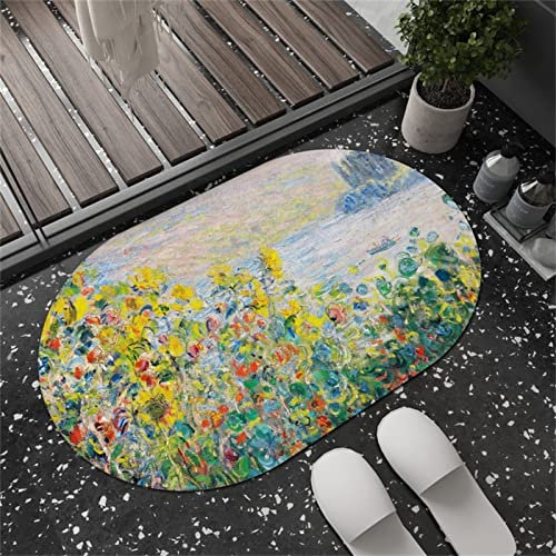 Badezimmerteppich, Badematte Rutschfest, Duschmatte Rutschfest, Duschvorleger, Badvorleger Badteppich Waschbar Teppich Badezimmer, Bathroom Mat, Bath Mat Mats, Bad Teppich, Gelbe Blumen-80x120cm