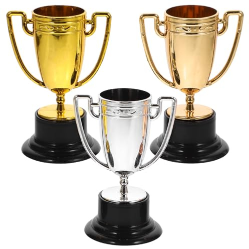 Housoutil 3 Piezas Trofeo De Trofeos Para Mini Copas Trofeo Medallas De Ganador Trofeo De Beisbol Trofeo De Recuerdo De Fiesta Juego y Plata El Plastico Adornos Niño