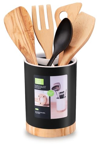 Tiosamd Soporte para utensilios de cocina, cubo de almacenamiento de vajilla, cuchara, palillos, tenedor, escurridor de utensilios para mostrador, escurridor de vajilla de 3 formatos con divisor