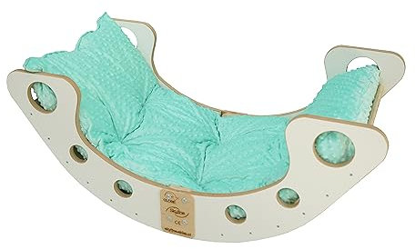 Skyline Kletterbogen mit Kissen Baby Kleinkind Kinder ab 1 Jahr Indoor Klettern Montessori Klettergerüst Holz Wippe Balancewippe Kletterdreieck Kletterwippe Holzwippe Kletterling Holzbogen M Minze
