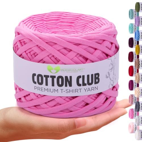 MeriWoolArt® Premium Baumwolle zum Häkeln und Makramee, 10 mm x 110 m Qualität Baumwollgarn, T-Shirt Garn für Handtasche, Teppiche, Pflanzenkörbe, Wurfkissen und Makramee-Wandbehang oder Geschenkband