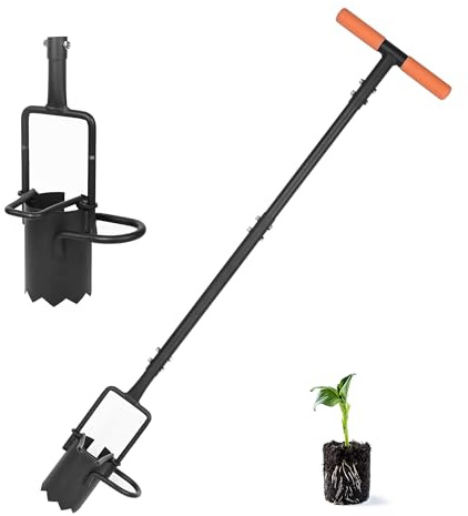 BARAYSTUS Bulb Planter Tool, Carbon Steel Seed Planting Tools Long Handled Soil Sampler Lawn Aerator, Garden Bulb Transplanter for Digging Holes Transplanting Plant Tulips Iris Daffodils