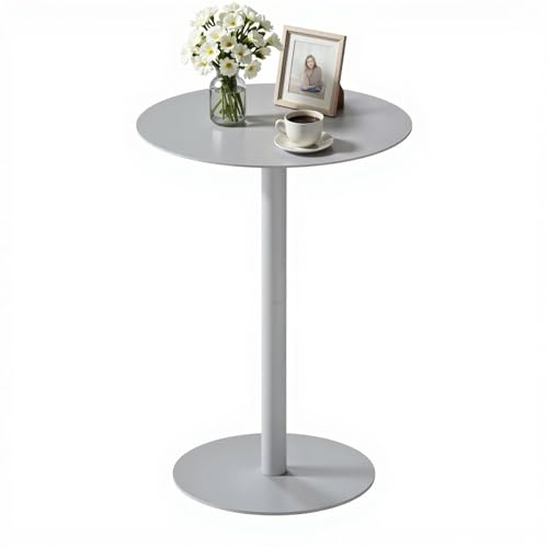 HOMEWINS Runder Beistelltisch in Grau, Hochwertige Metall Matte Textur, Modern Design Couchtisch, Nachttisch, Kaffeetisch, Sofatisch - B40 x H60 cm