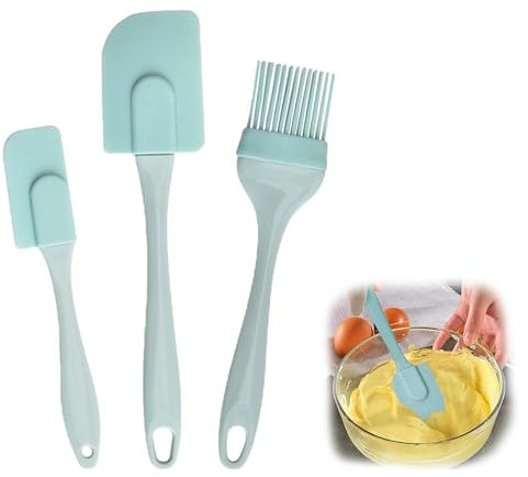 Set di Spatole in Silicone - 3 Pezzi - Spatola Cucina, Spatola Silicone, Leccapentole Silicone - Resistenti al Calore e Lavabili in Lavastoviglie - Rettangolare per Dolci e Uso Quotidiano