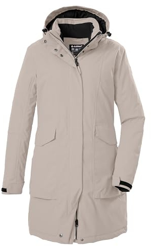 killtec Dam vattentät parkas/kappa med avtagbar huva Damen Funktionsparka, hellsand, 48, 43284-000