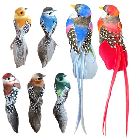 5 Pieces Short Tail Bird Clips, 2 Pieces Long Tail Bird Clips, Decorative Birds, Bird Decoration, Outdoor Decorative Birds, Decorative Birds With Clips, Decorative Garden Spring