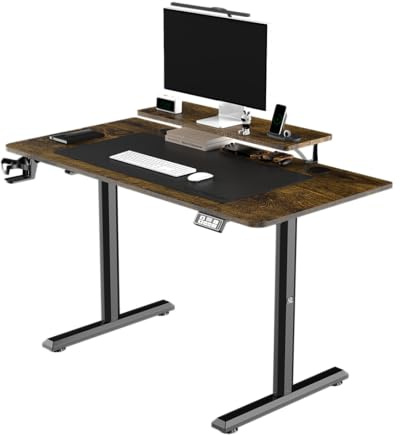 ULTRADESK - Schreibtisch für Spieler - Highlander - Gaming Tisch Stahlkonstruktion - Platz für Zwei Monitore - Futuristische Formen - Beinfreiheit und Mehr - Inklusive Zubehör - 120x60cm - Braun
