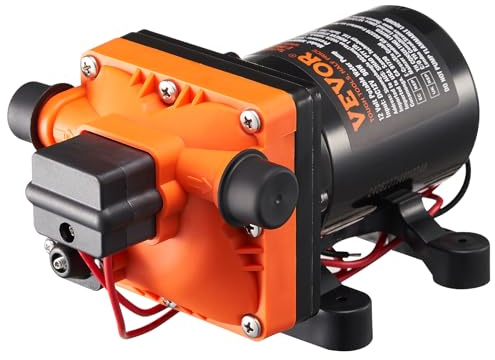 VEVOR Pompe à Eau à Membrane 12 V CC 3 GPM 11,36 L/min 4 Chambres avec Pressostat, Interrupteur de Pression Automatique, 55 PSI, Port MNPT 1/2'', pour Camping-car, Yacht, Camion-restaurant, Maison