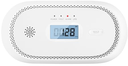 Carbon Monoxide Detector with LCD Digital Display Portable CO Alarm 10 Year Sensor with Batteries Silence Function Free Standing EN 50291 Certified