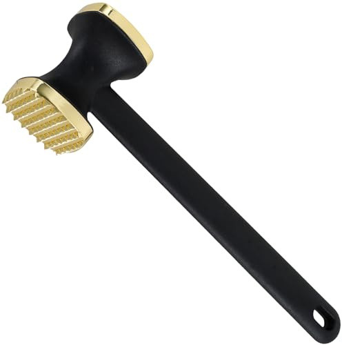 Foppla Ablandador de carne, 1/2 mazo de martillo de carne de aleación de zinc de doble cara, ablandador de carne de grado alimenticio, maximiza el sabor de los alimentos con mango ergonómico