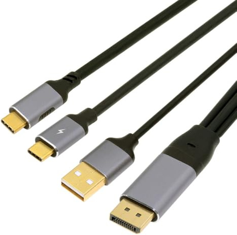 xiwai Cable de DisplayPort a USB-C 4K inverso, Conector de Fuente Host DP a Conector Macho Tipo C para Pantalla táctil HDTV y Monitor de computadora portátil (2 m)
