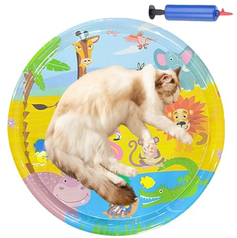 Wasserbett für Haustiere, Polster für Haustiere, bunte Kinder-Spielmatte mit Inflator, aufblasbares Zubehör für Haustiere, sensorisches Spielbett, tragbar