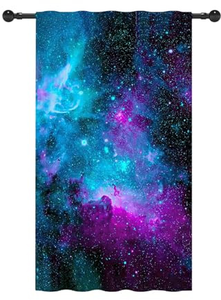 YONGFOTO 117x183cm Espace Rideaux occultants pour Chambre Fantaisie Espace Bleu et Violet Galaxie Haut à Passe-Tringle Rideaux pour Salon Chambre d'enfant intérieur Ensemble de 1 Panneau