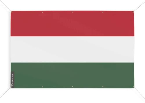 Bandiera Ungheria con 10 occhielli in varie misure, S 80 x 120 cm