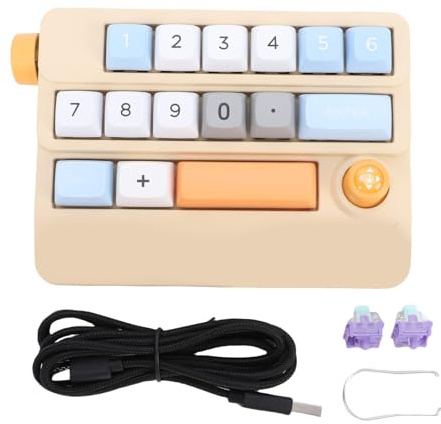 Topiky Teclado Numérico Mecánico, Teclado Numérico Programable Macro Intercambiable en Caliente de 19 Teclas con Control de Joystick, para PC, Computadora Portátil, Juegos, Dibujo, (Yellow)