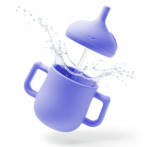FREE EUPHORIA Vaso aprendizaje bebé con boquilla suave y asas ergonómicas | BLW | vaso antiderrame con diseño de elefante | 6+ meses | Seguridad Certificada