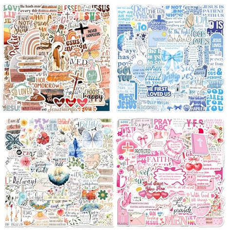 Xanthelle Sticker, 200 Stück Christliche Schrift Aufkleber & Aesthetic Sticker, Wasserdichte Vinyl-Aufkleber für Wasserflaschen, Notizbuch, Scrapbook, Planner und Kindle