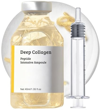 Deep Collagen Silk Peptide Intensive Lifting Ampoule, Instant Face Lift Serum with Peptides & Hyaluronic Acid, Korean Anti Aging Face Serum, Wrinkle Filler Skin Tightening & Hydration, Korean Skincare