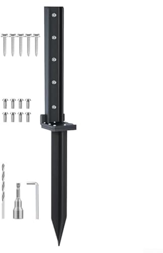 Edelstahl Zaunpfosten Reparatur Set - Schwerlast Kreuz Design Anker mit 8 schwarzen Innensechskantschrauben 31,8 x 15,7 Zoll für Gartenzäune, Briefkästen, Rankgitter & Beschilderung