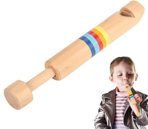 Fischietto Scorrevole - Push Pull In Legno Da 18 Cm, Strumento Flauto Fatto A Mano, Giocattolo Musicale Per La Prima Educazione, Creatore Di Suoni Interattivo | Giocattolo Per La Coordinazione