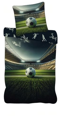 Juego de ropa de cama de fútbol para niño, 135 x 200 cm + 80 x 80 cm, 100% algodón