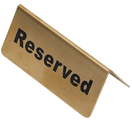 Qudinip Bordsskylt i Metall Dubbelsidig Rostfritt Stål Guld Tältform för Restaurangbröllop 12 X 5,3 Cm (Reserverad)