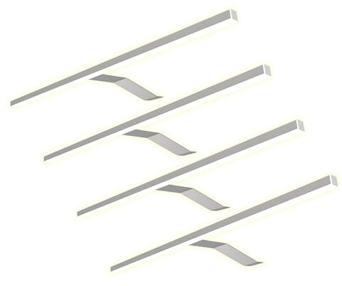 kalb Material für Möbel LED Kleiderschrankleuchte Aufbauleuchte Schrankbeleuchtung 1-4er SET chrom / silbergrau 600mm, Oberfläche:verchromt, Auswahl:4er Set warmweiss