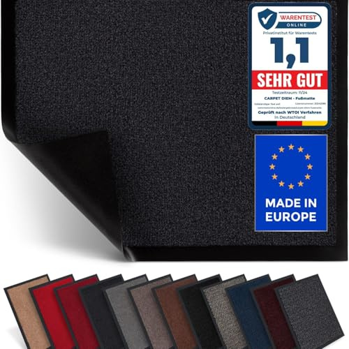 Carpet Diem Zerbino ingresso interno & esterno 120 x 180 cm Antracite | Tappetino antiscivolo per Porta, Prodotto nell'UE, Tappeto ingresso da esterno Interno ed Zerbino da Esterno