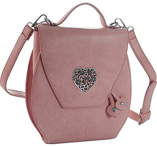 dressforfun Dirndl Tasche, Herztasche, Handtasche Damen mittelgroß, Trachten Mode, Trachtentasche in Wildlederoptik, Damen Tasche, Umhängetasche, Oktoberfest Accessoires, Damen-Schultertaschen - rosa