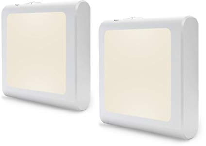 Art Plates Plug in Dimmable LED Night Light with Dusk to Dawn Auto Sensor, Adjustable Brightness, Warm Light, Auto On-Off Nightlight for Bathroom, Hallway, Nursery, Bedrooms - 2 Pack