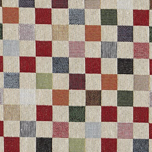 Kt KILOtela - Polsterstoff, Möbelstoff, Jacquard Gobelin, Dekostoff, Modische Accessoires, Tischdecke, Vorhang, oder Dekoartikel, Meterware ab 50 cm, Kariet, Groß, Rot, Orange, Grün, Blau, Beige