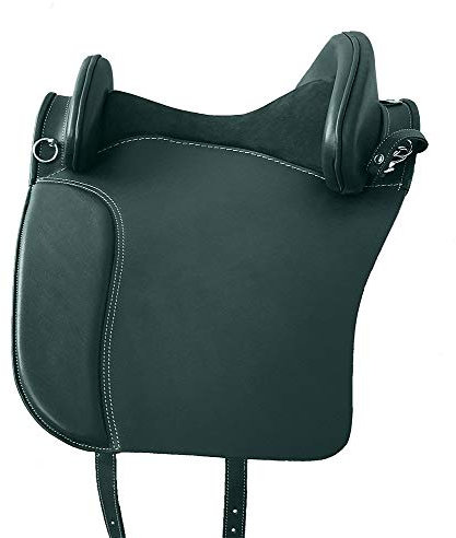 A&M Reitsport Baumloser spanischer Sattel Catalana schwarz, mit weißen Nähten, Größe:32cm