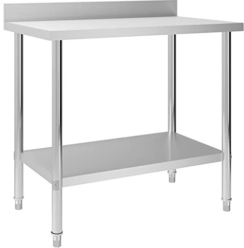 Ksodgun Küchen-Arbeitstisch mit Aufkantung Zubereitungstisch Gewerbliche Edelstahltisch Catering Küchentisch 100 x 60 x 93 cm Edelstahl
