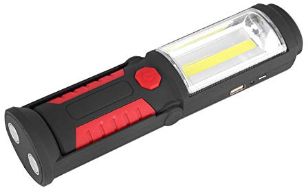 2-in-1-COB-LED-Arbeitsleuchte, Wiederaufladbare 3-W-LED-Arbeitsleuchte, 2200-mAh-LED-Taschenlampen mit Magnetfuß und Haken für Kfz-Werkstätten, Camping, Heimwerken(rot)