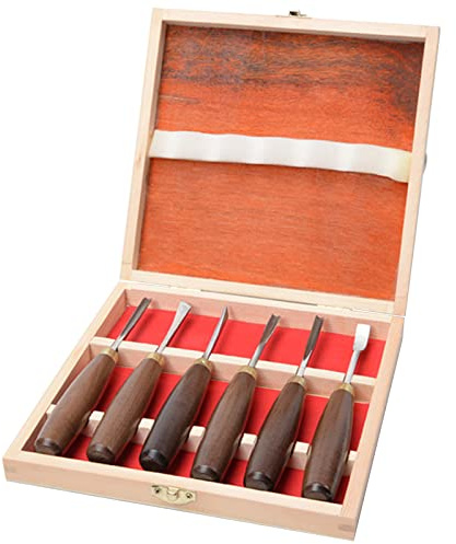 Stechbeitel Set Für Holz Stechbeitelsatz Schnitzmesser Holz-Schnitzwerkzeug Set Professional Holzschnitzerei Messer Werkzeuge Schnitzmesser Für Erwachsene Und Kinder 6 Stück Holzmeißel-Set